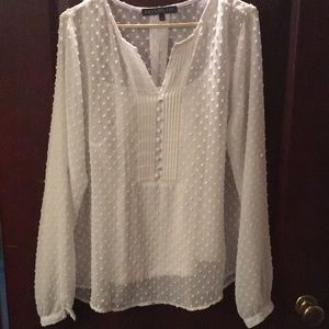 White Dotted Swiss Blouse M